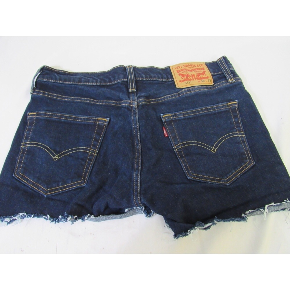 Levis Women's 511 Cut Off Denim Shorts‎ Blue Cotton Size 32